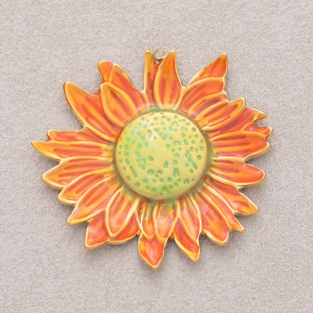 Gold PVD Stainless Steel Gradient Sunrise Sunflower Pendant