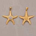 Gold PVD Stainless Steel Shell Pearl Ocean Starfish Ribbed Pendant