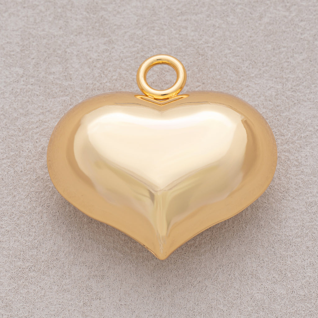 Gold PVD Stainless Steel Plain Dome Love Heart Charm