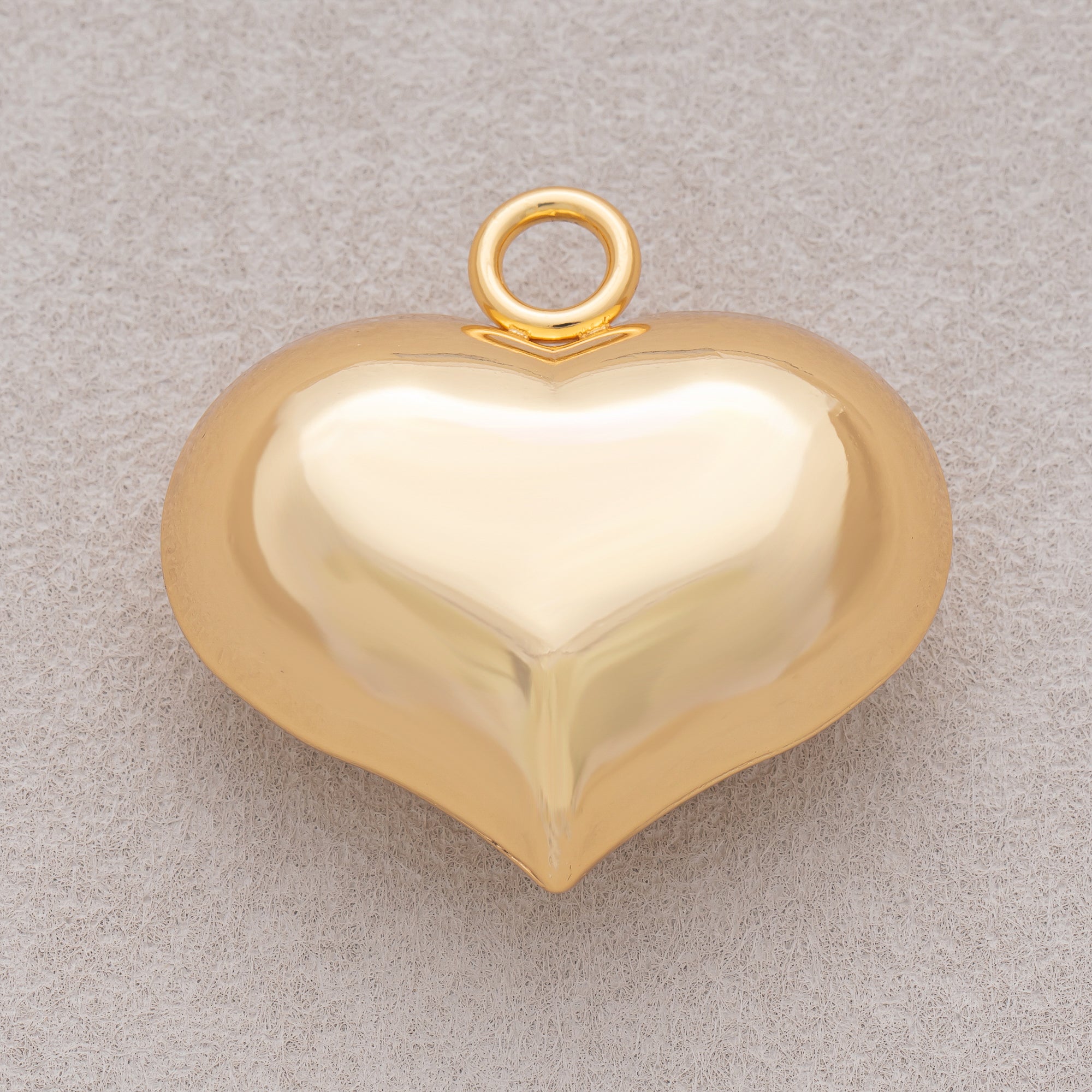 Gold PVD Stainless Steel Plain Dome Love Heart Charm