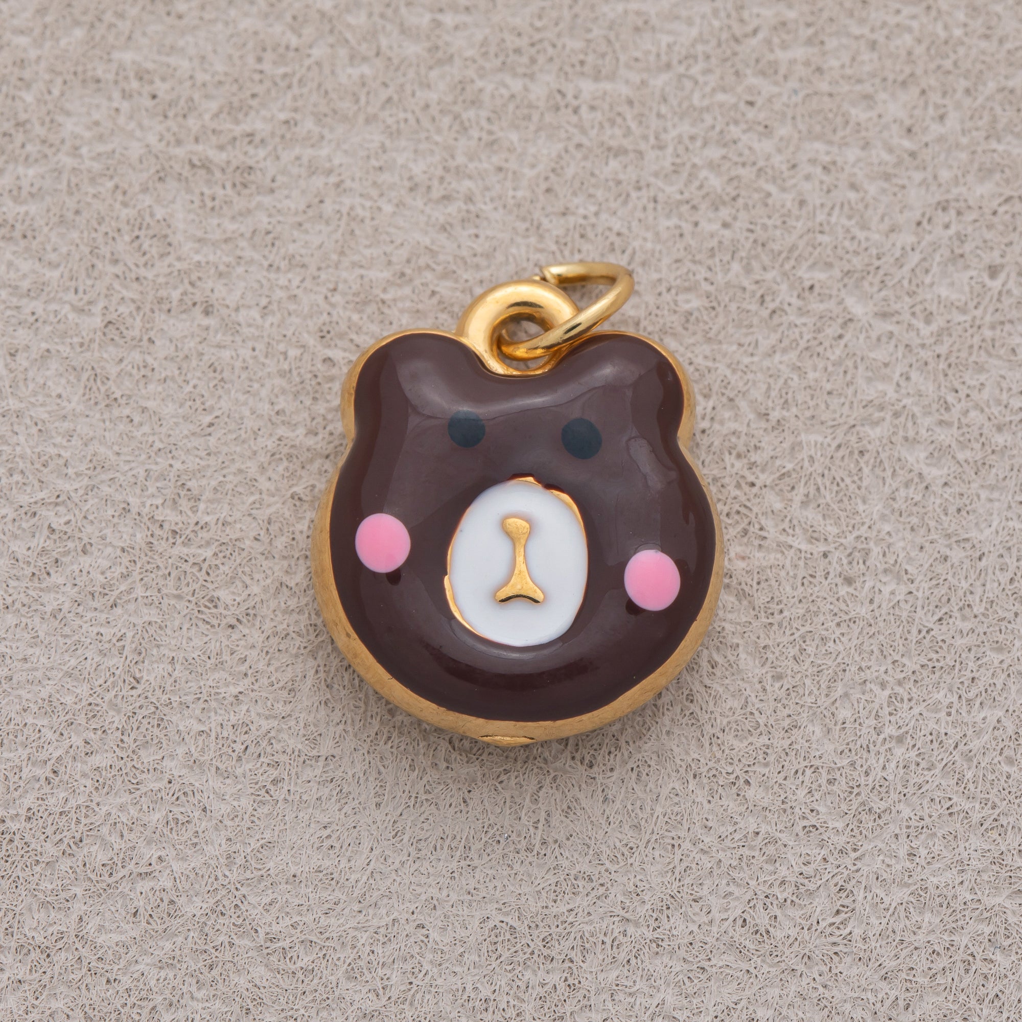 Gold PVD Stainless Steel Colorful Cute Teddy Bear Enamel Charm