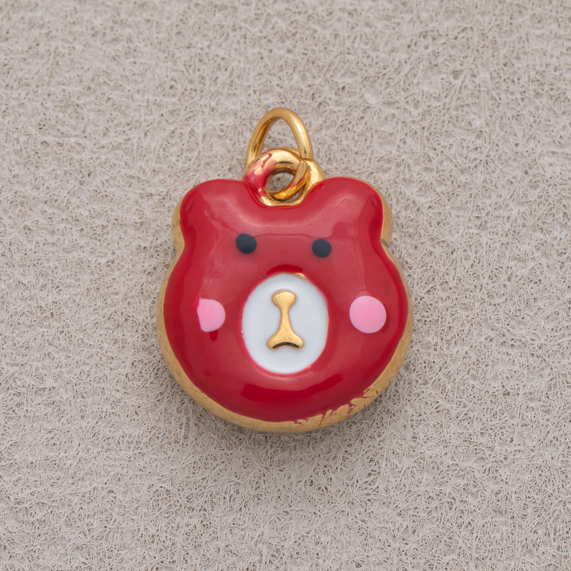 Gold PVD Stainless Steel Colorful Cute Teddy Bear Enamel Charm