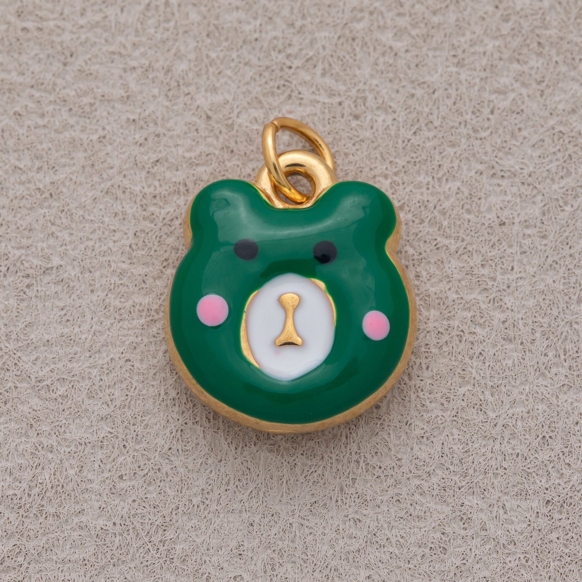 Gold PVD Stainless Steel Colorful Cute Teddy Bear Enamel Charm