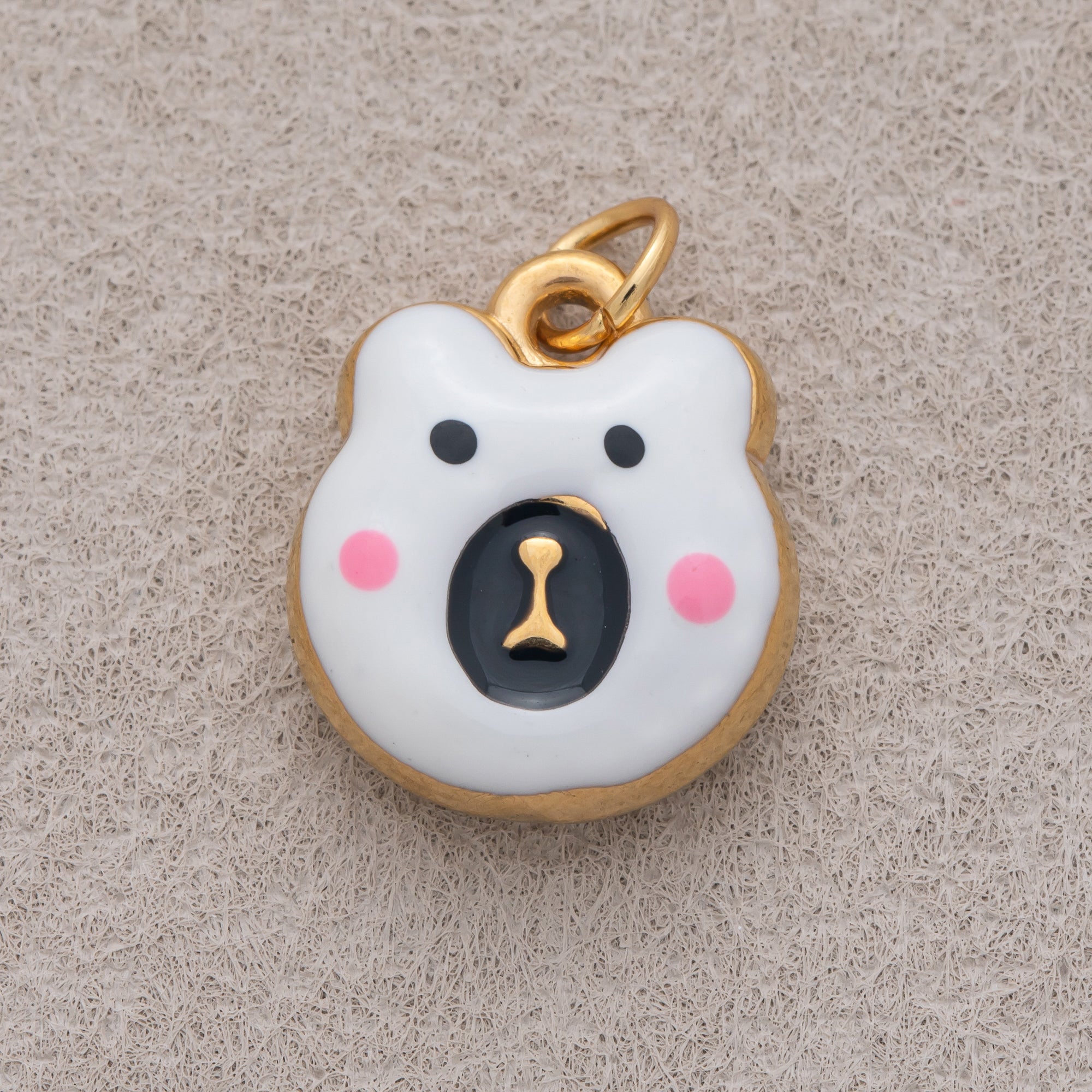 Gold PVD Stainless Steel Colorful Cute Teddy Bear Enamel Charm