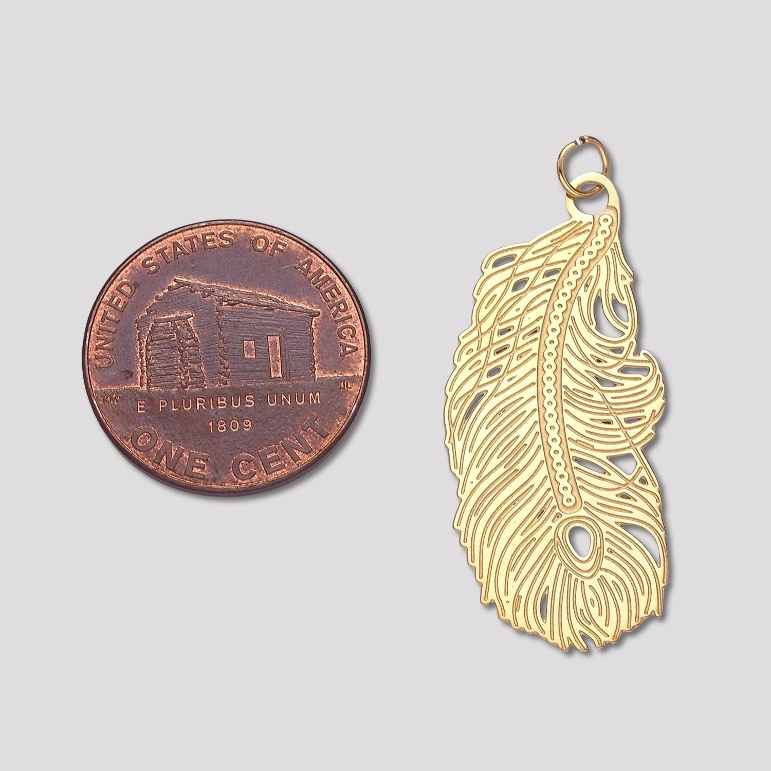 Launch Promo: 14K Gold PVD Stainless Steel Bohemian Spirit Feather Charm | Sold Each