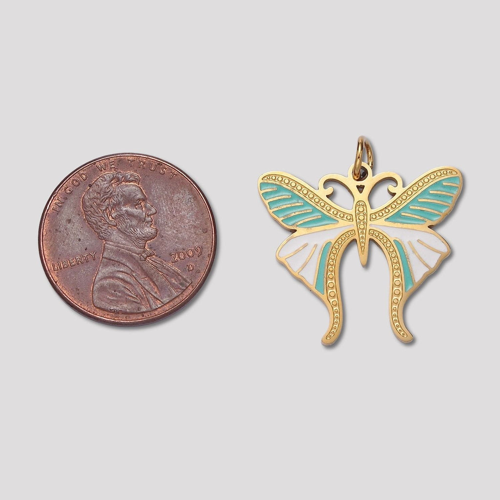 Launch Promo: 14K Gold PVD Stainless Steel Turquoise Beaded Butterfly Animal Charm | Sold Each