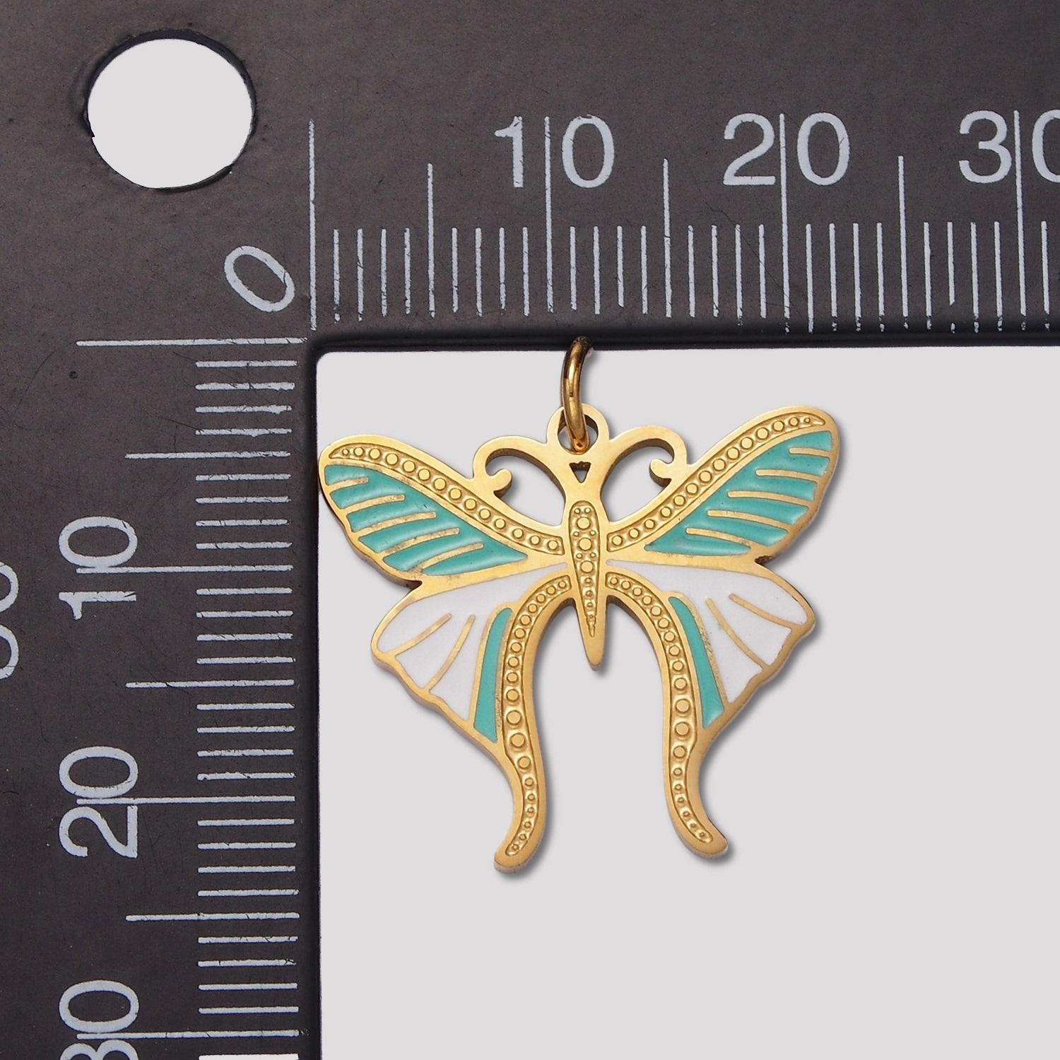 Launch Promo: 14K Gold PVD Stainless Steel Turquoise Beaded Butterfly Animal Charm | Sold Each