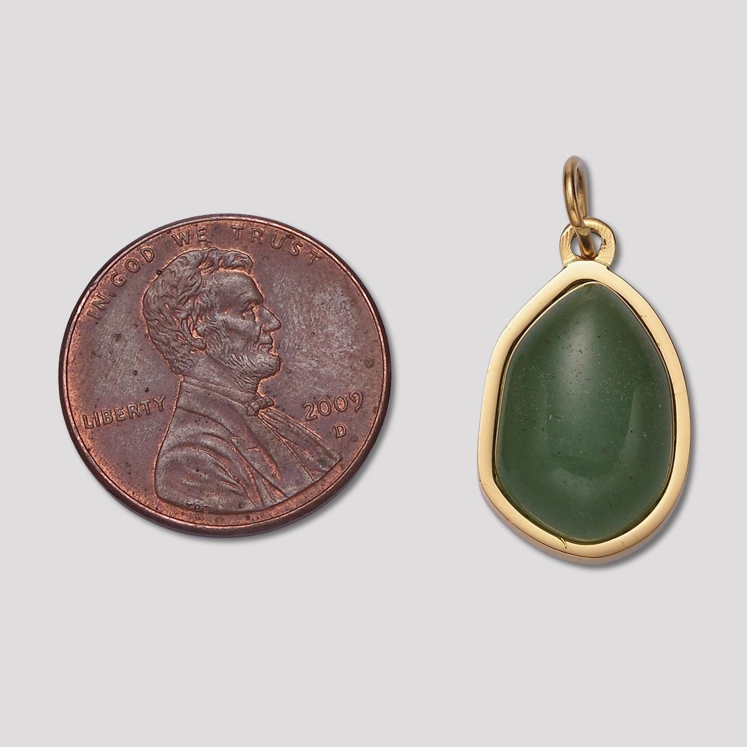 Launch Promo: 14K Gold PVD Stainless Steel Irregular Shield Natural Gemstone Pendant | Sold Each