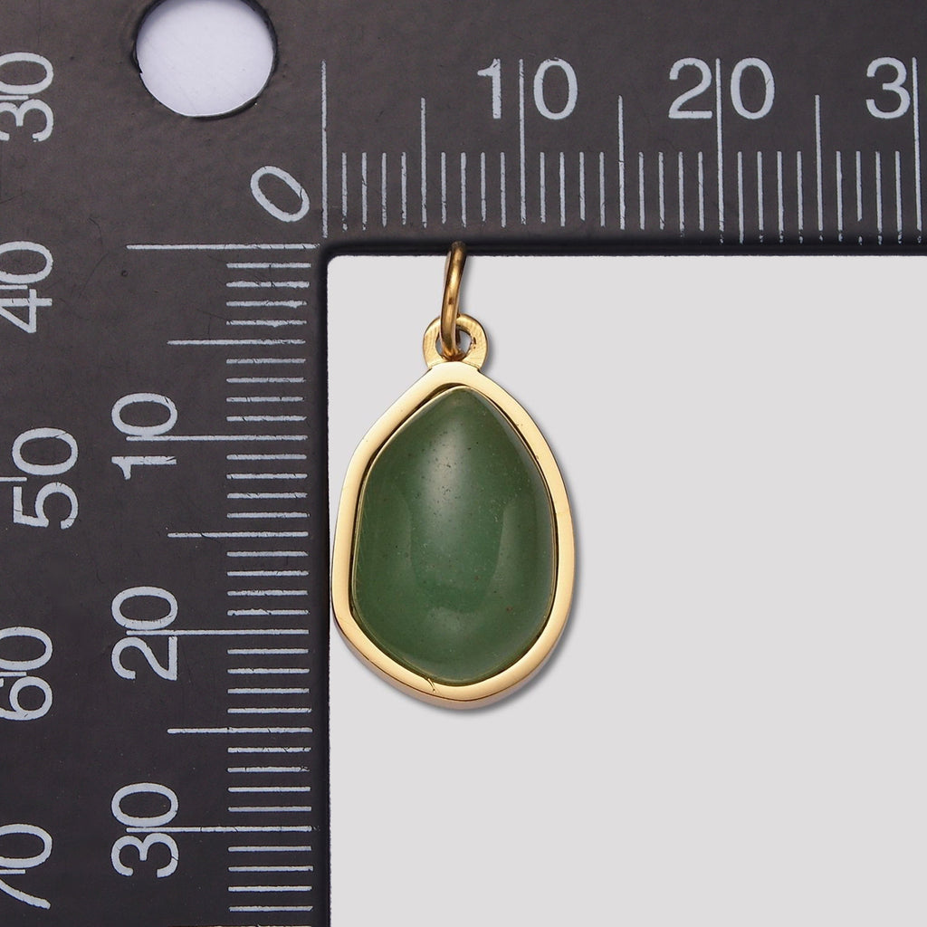 Launch Promo: 14K Gold PVD Stainless Steel Irregular Shield Natural Gemstone Pendant | Sold Each