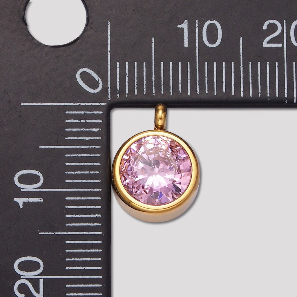 Launch Promo: 14K Gold PVD Stainless Steel Colorful CZ Mini Round Solitaire Bezel | Sold Each