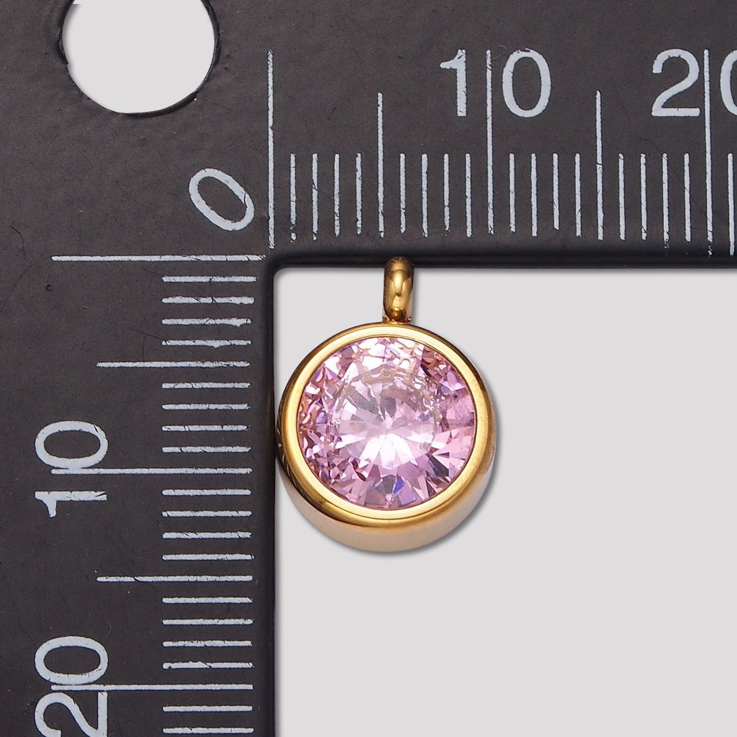 Launch Promo: 14K Gold PVD Stainless Steel Colorful CZ Mini Round Solitaire Bezel | Sold Each