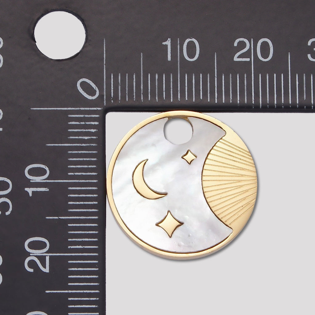 Launch Promo: 14K Gold PVD Stainless Steel Mother of Pearl Celestial Coin Pendant | Sold Each