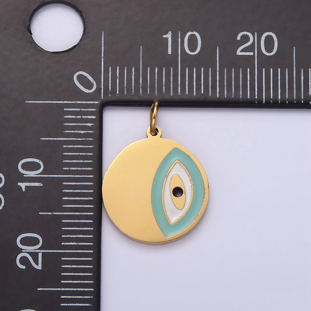 Launch Promo: 14K Gold PVD Stainless Steel Turquoise Evil Eye Coin Charm | Sold Each