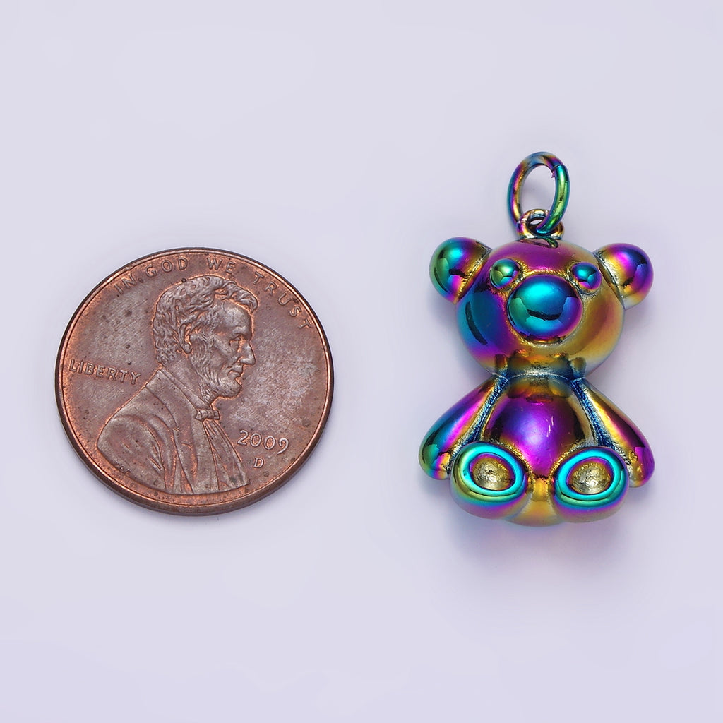 Launch Promo: Stainless Steel Hollow Rainbow Teddy Bear Charm | Sold Each