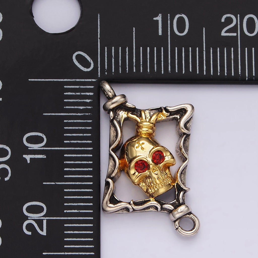 Launch Promo: Stainless Steel Gothic Framed Red Eye Skull Connector | Sold Each