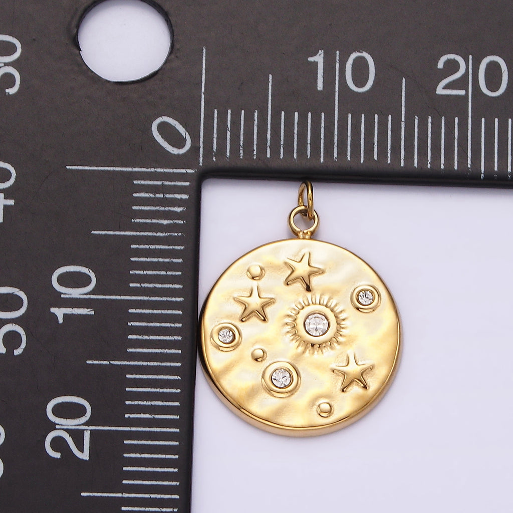 Launch Promo: 14K Gold PVD Stainless Steel Celestial Sun and Stars Medallion Charm | Sold Each