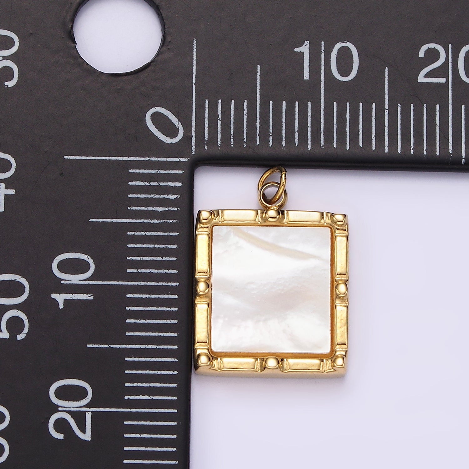 Launch Promo: 14K Gold PVD Stainless Steel Mother of Pearl Textured Square Charm | Sold Each