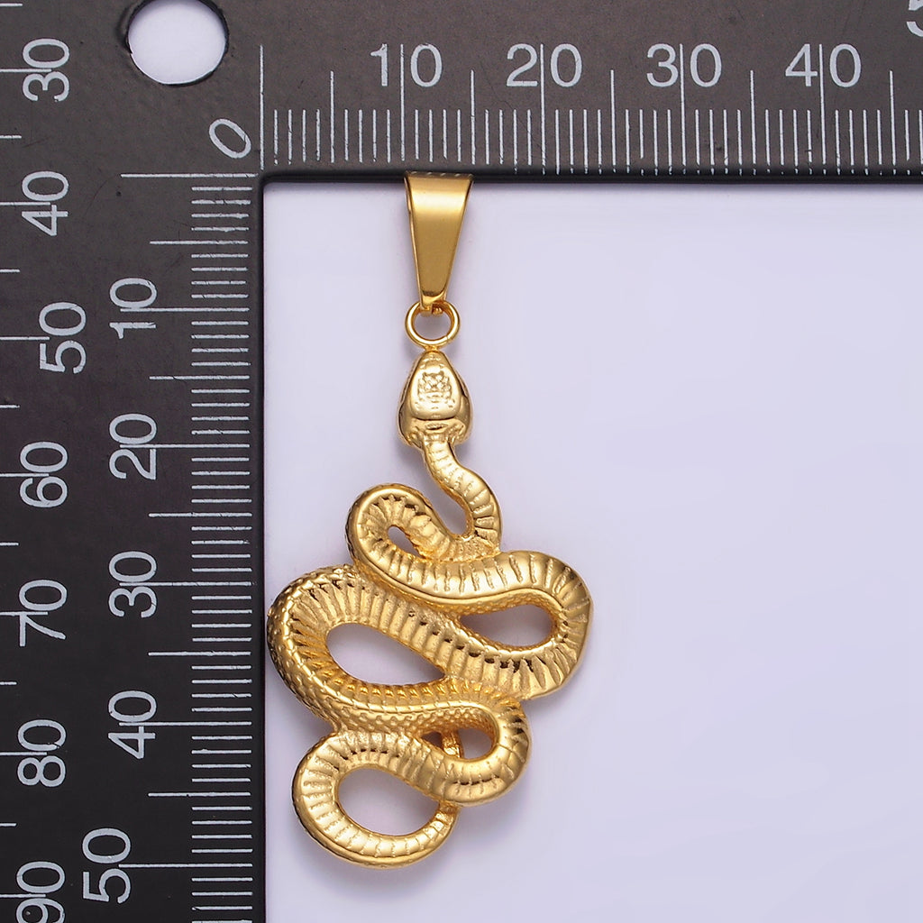 Launch Promo: 24K Gold PVD Stainless Steel Textured Serpent Pendant | Sold Each