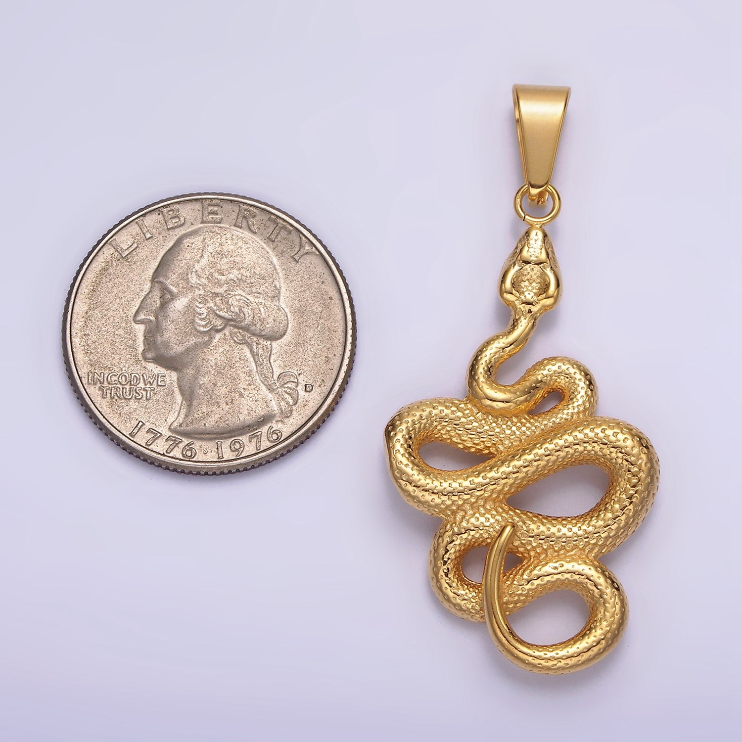 Launch Promo: 24K Gold PVD Stainless Steel Textured Serpent Pendant | Sold Each