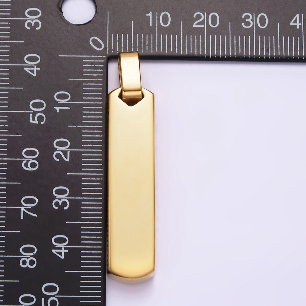 Launch Promo: 24K Gold PVD Stainless Steel Minimalist Shield-Top Bar Pendant | Sold Each