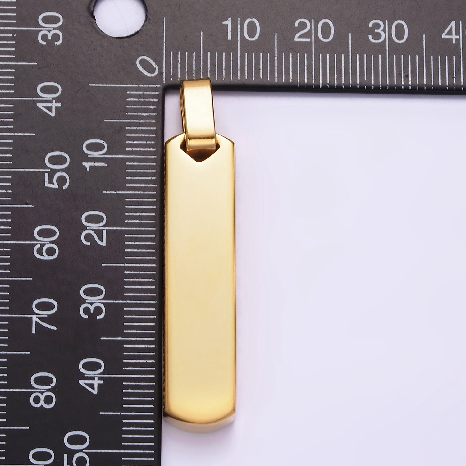 Launch Promo: 24K Gold PVD Stainless Steel Minimalist Shield-Top Bar Pendant | Sold Each