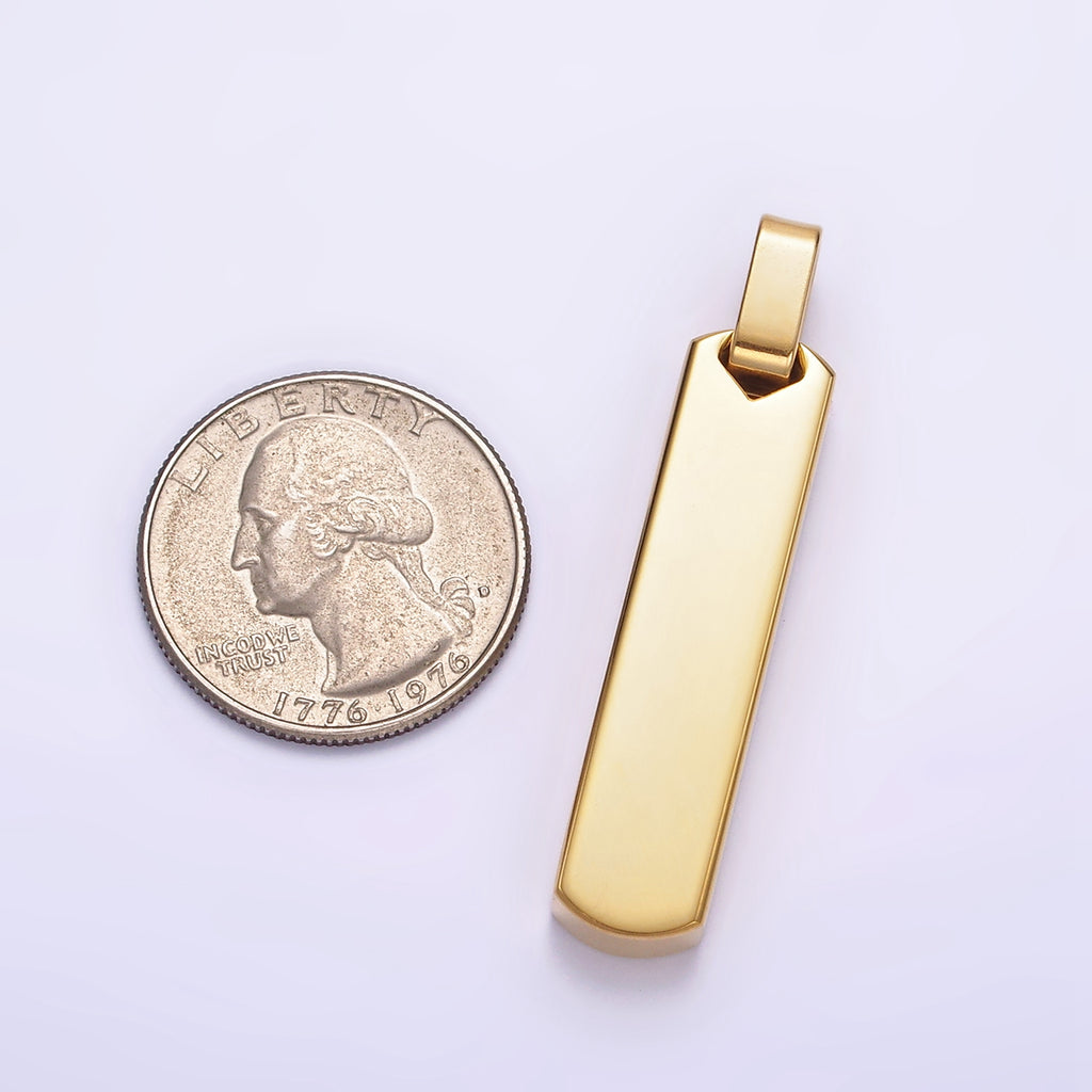 Launch Promo: 24K Gold PVD Stainless Steel Minimalist Shield-Top Bar Pendant | Sold Each