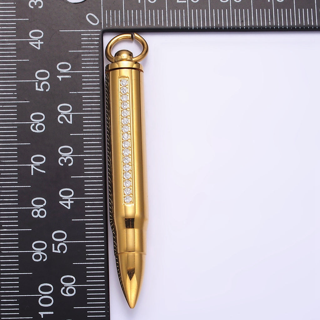 Launch Promo: 24K Gold PVD Stainless Steel Black Military Bullet Pendant | Sold Each