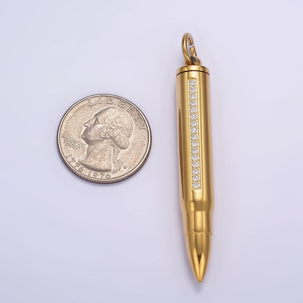 Launch Promo: 24K Gold PVD Stainless Steel Black Military Bullet Pendant | Sold Each