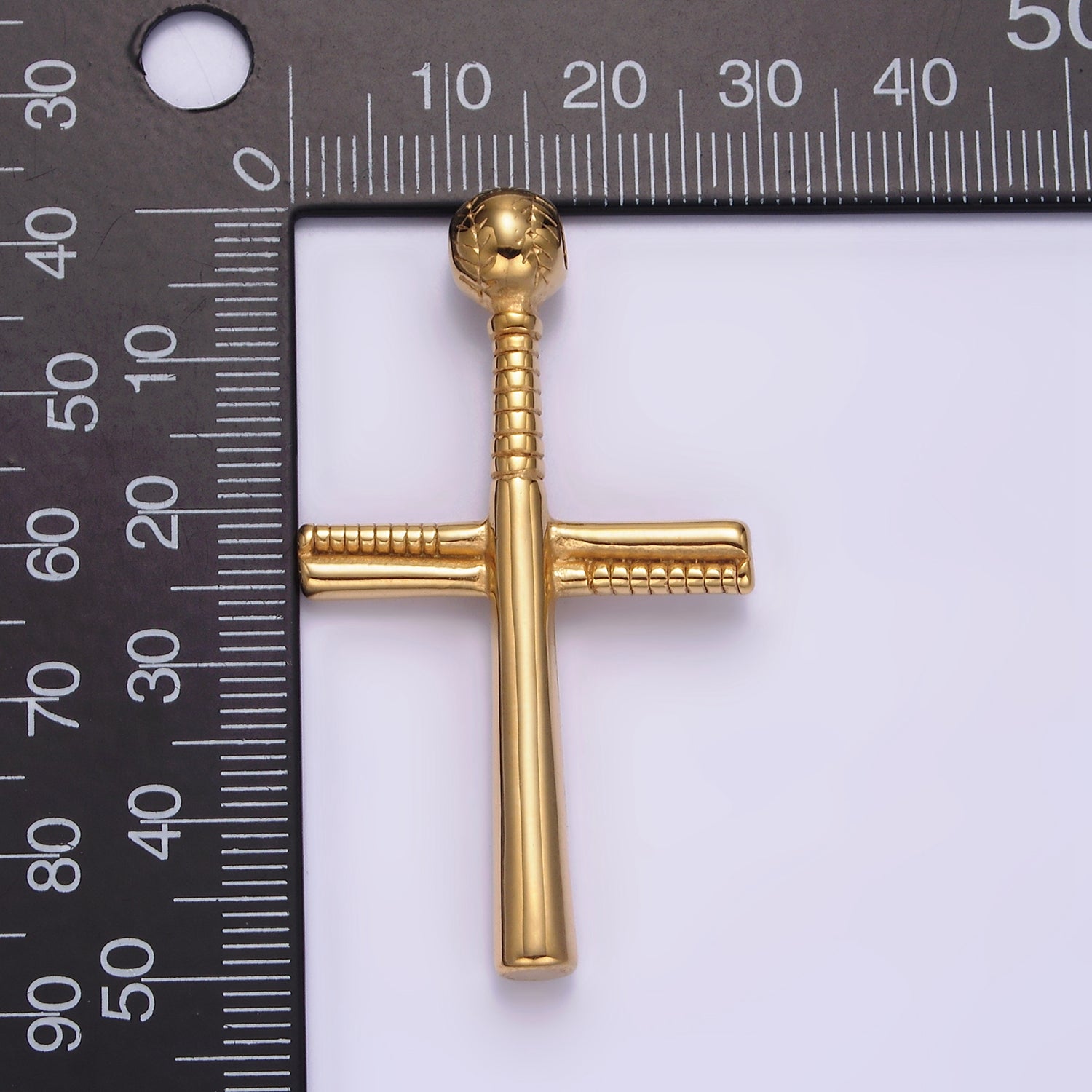 Launch Promo: 24K Gold PVD Stainless Steel Baseball Bat Cross Pendant | Sold Each