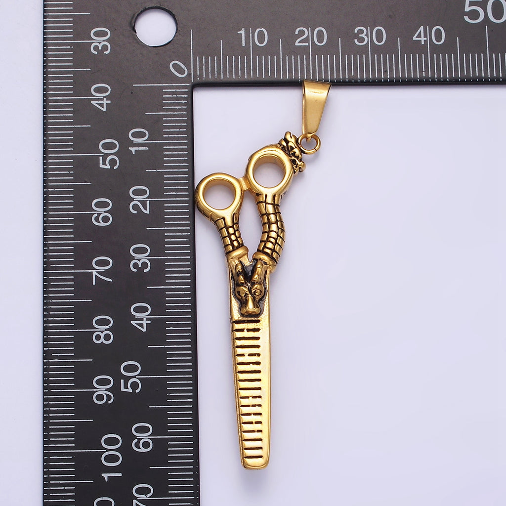 Launch Promo: 24K Gold PVD Stainless Steel Textured Scissors Pendant | Sold Each