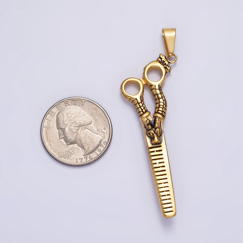 Launch Promo: 24K Gold PVD Stainless Steel Textured Scissors Pendant | Sold Each