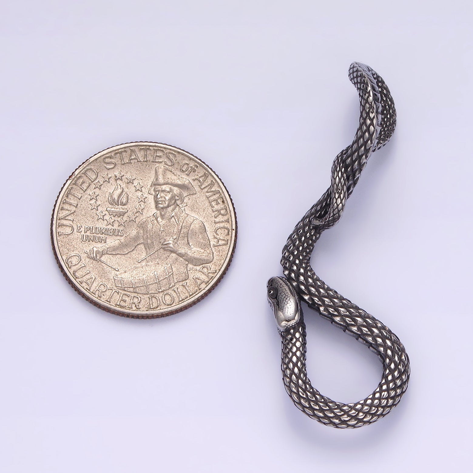 Launch Promo: Stainless Steel Textured Serpent Snake Animal Pendant | Sold Each