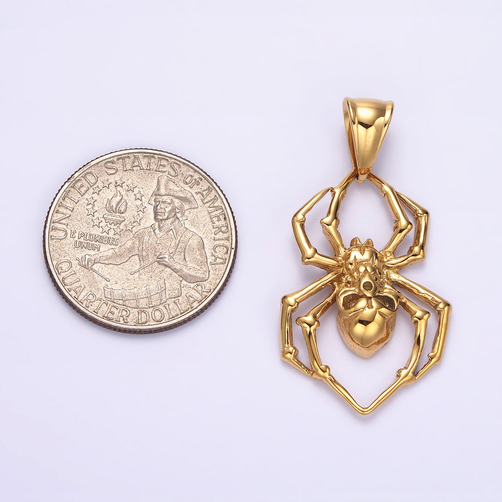 Launch Promo: 14K Gold PVD Stainless Steel Plain Spider Animal Pendant | Sold Each