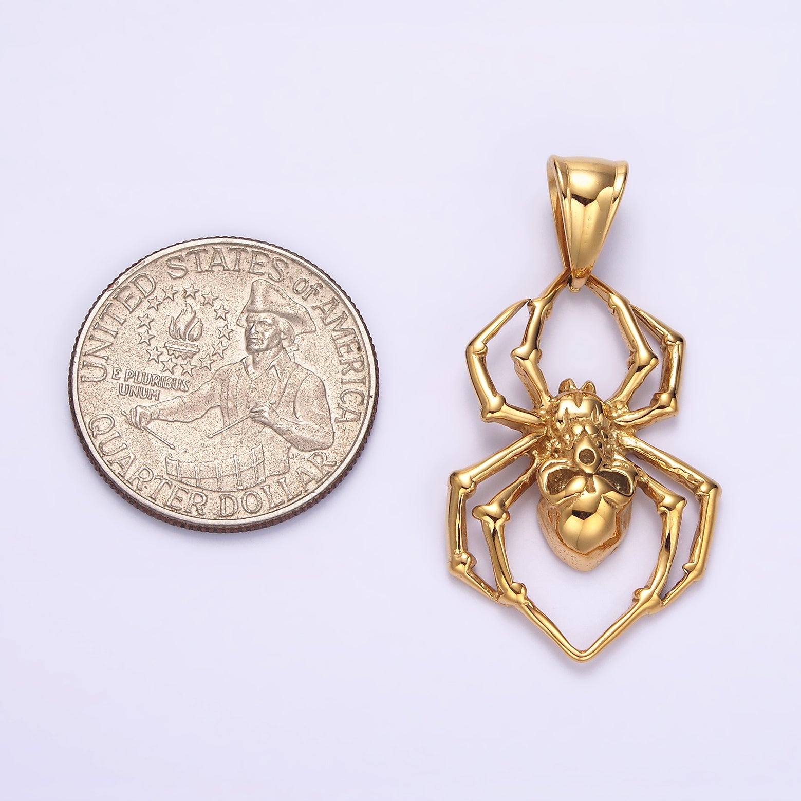 Launch Promo: 14K Gold PVD Stainless Steel Plain Spider Animal Pendant | Sold Each