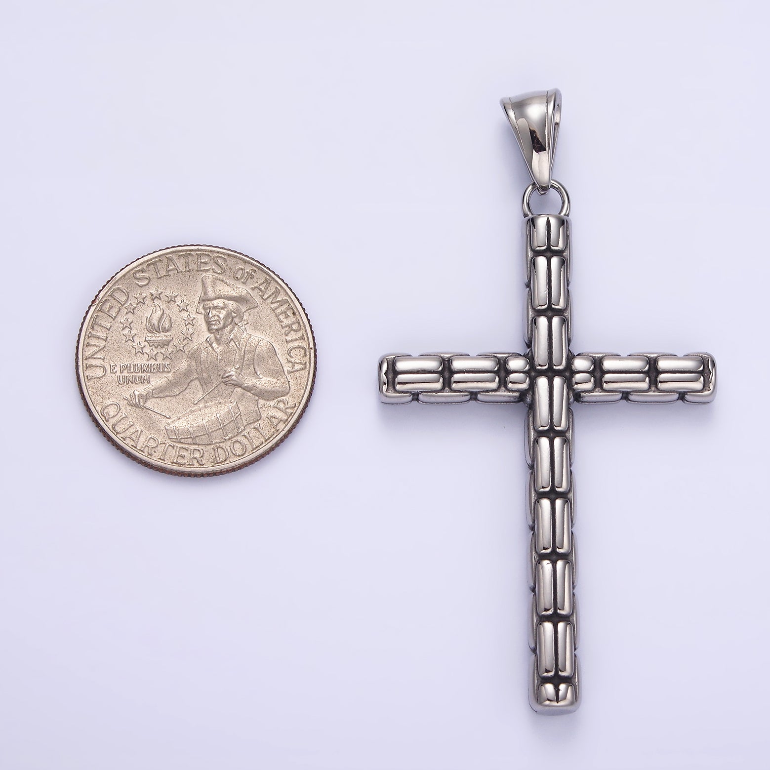 Launch Promo: Stainless Steel Textured Religious Cross Pendant | Sold Each