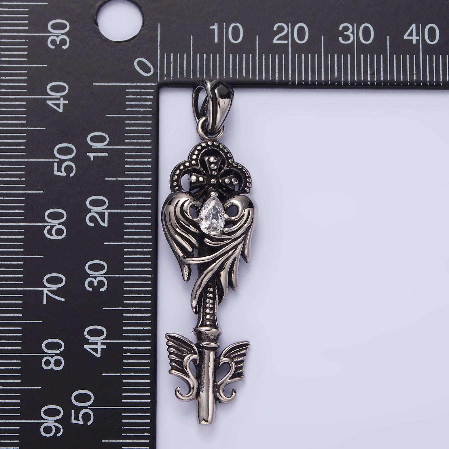 Launch Promo: Stainless Steel Vintage Winged Key Pendant | Sold Each