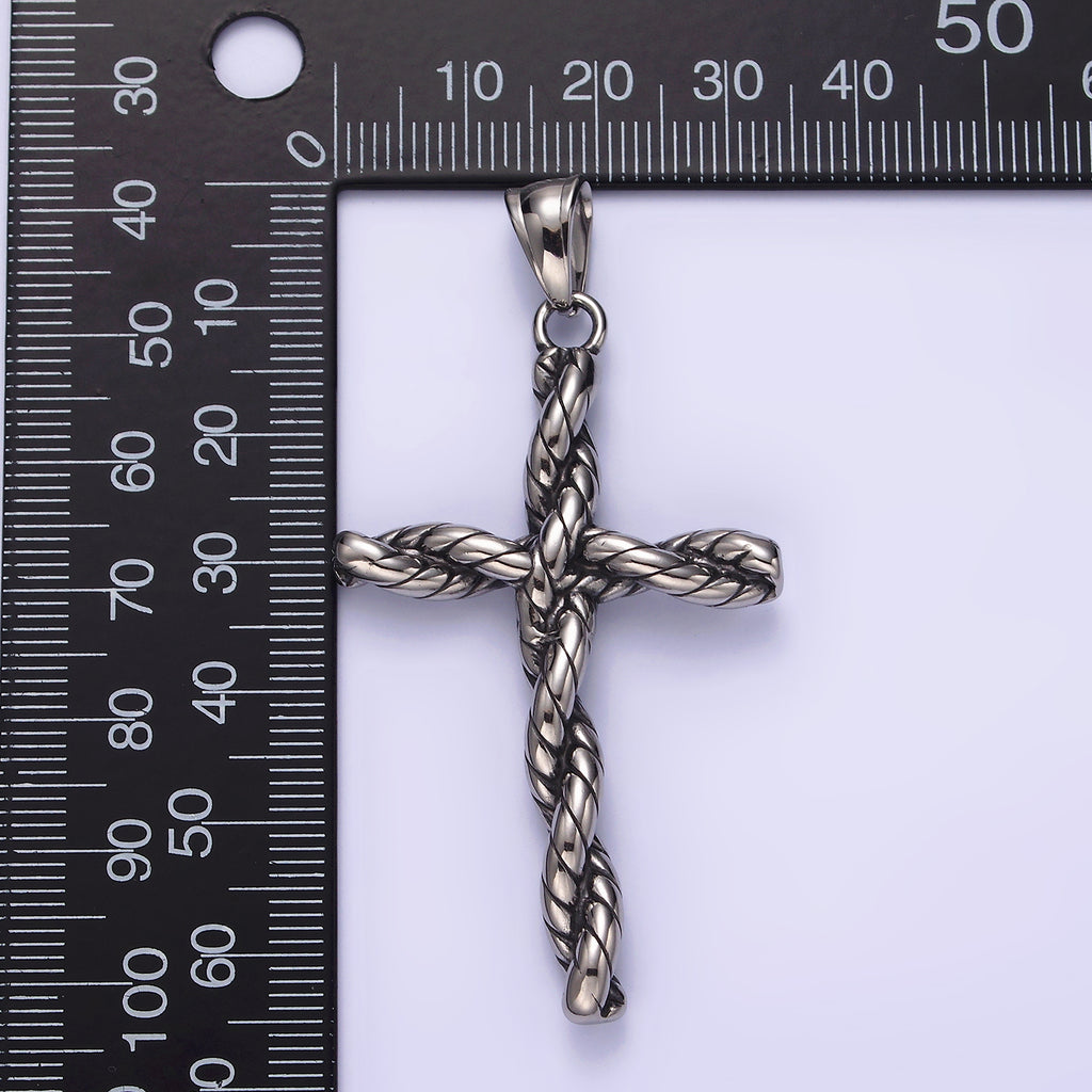 Launch Promo: Stainless Steel Spiral Rope Religious Cross Pendant | Sold Each