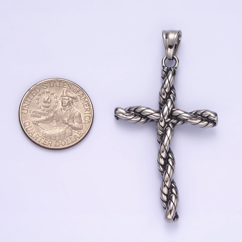 Launch Promo: Stainless Steel Spiral Rope Religious Cross Pendant | Sold Each