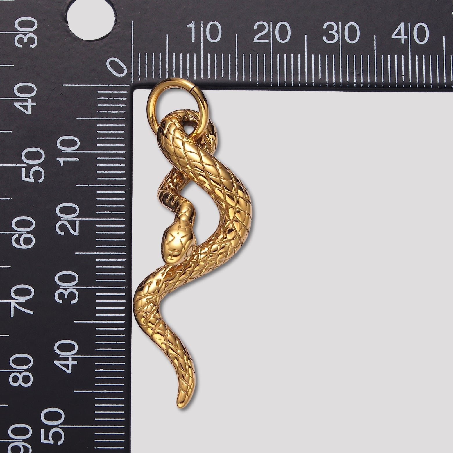 Launch Promo: 24K Gold PVD Stainless Steel Textured Serpent Animal Drop Charm | Sold Each