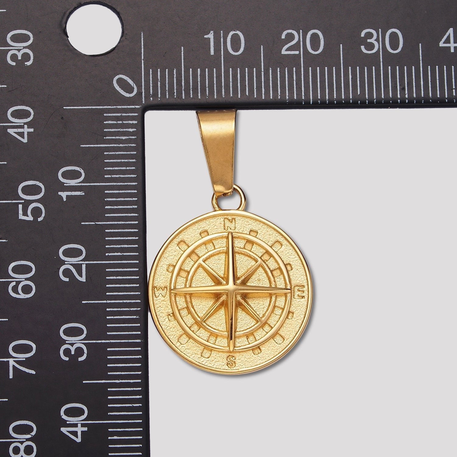 Launch Promo: 24K Gold PVD Stainless Steel Minimalist Compass Coin Pendant | Sold Each