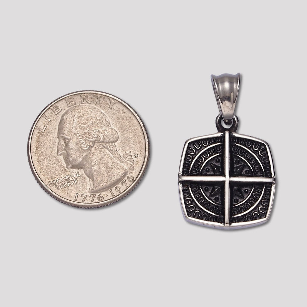 Launch Promo: Stainless Steel Square Shield Compass Pendant | Sold Each
