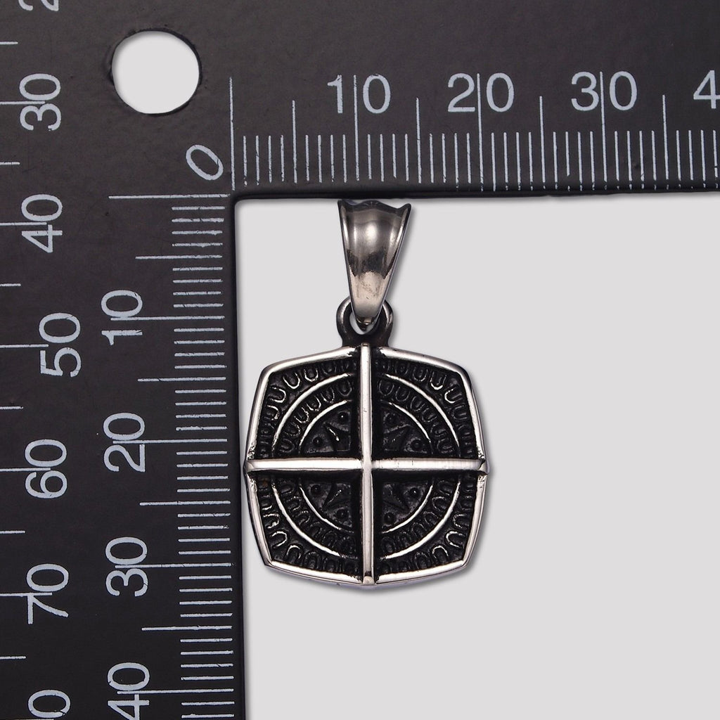 Launch Promo: Stainless Steel Square Shield Compass Pendant | Sold Each