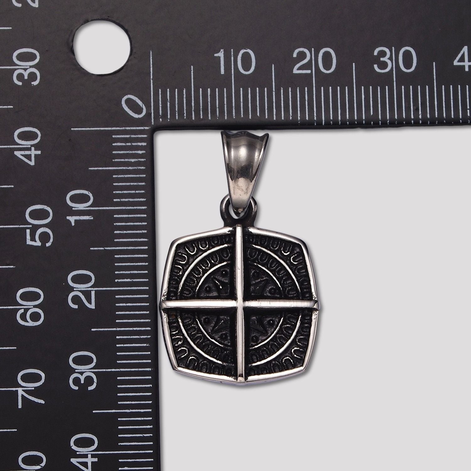 Launch Promo: Stainless Steel Square Shield Compass Pendant | Sold Each