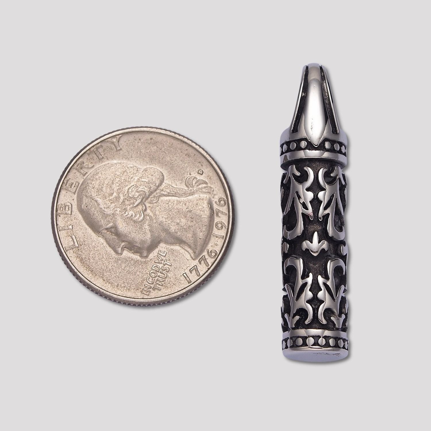 Launch Promo: Stainless Steel Antique Tribal Totem Cylinder Tube Pendant | Sold Each