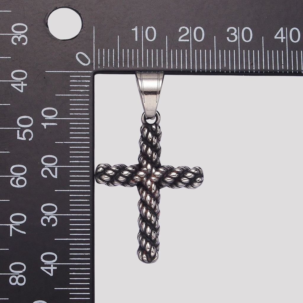 Launch Promo: Stainless Steel Antique Minimalist Rope Cross Pendant | Sold Each