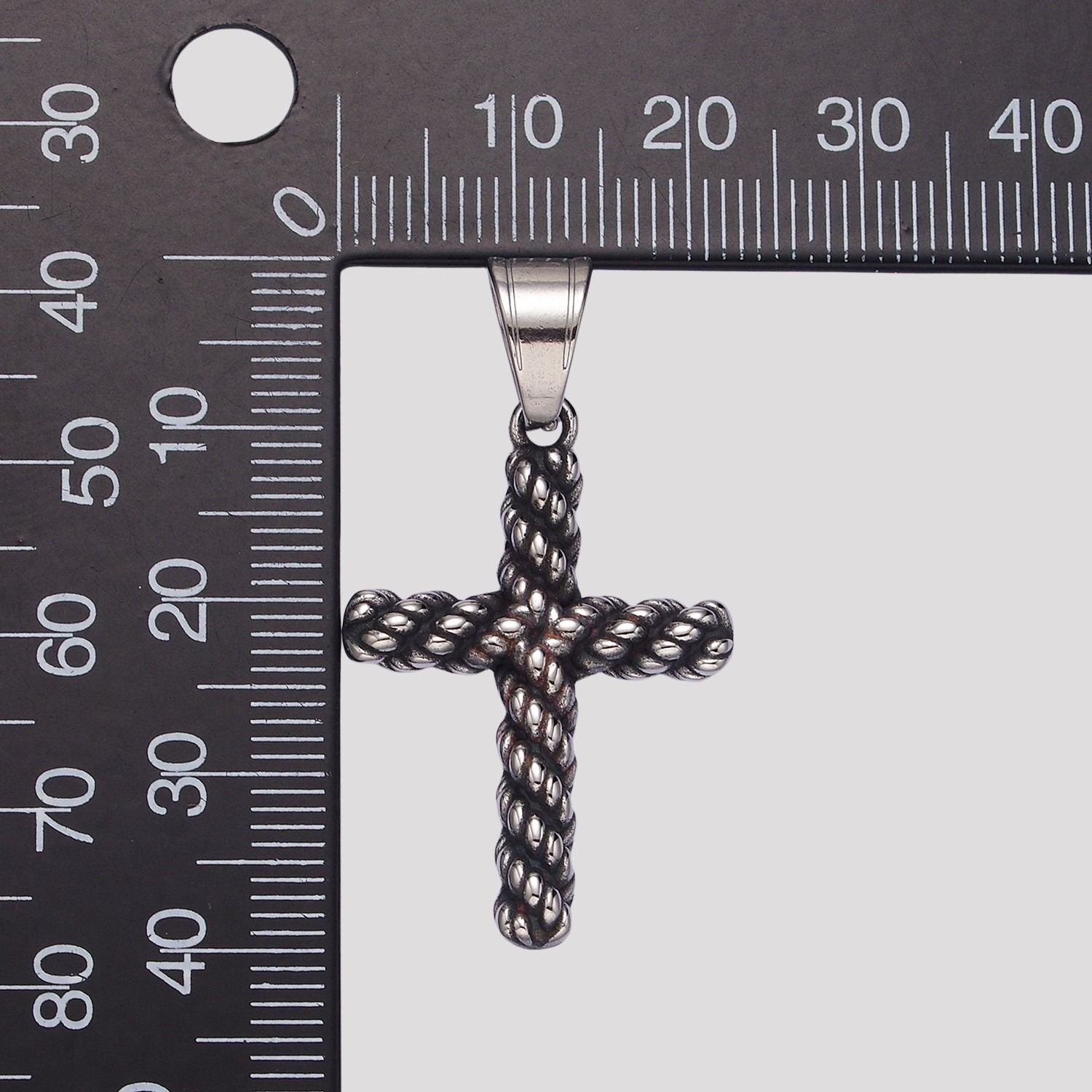 Launch Promo: Stainless Steel Antique Minimalist Rope Cross Pendant | Sold Each