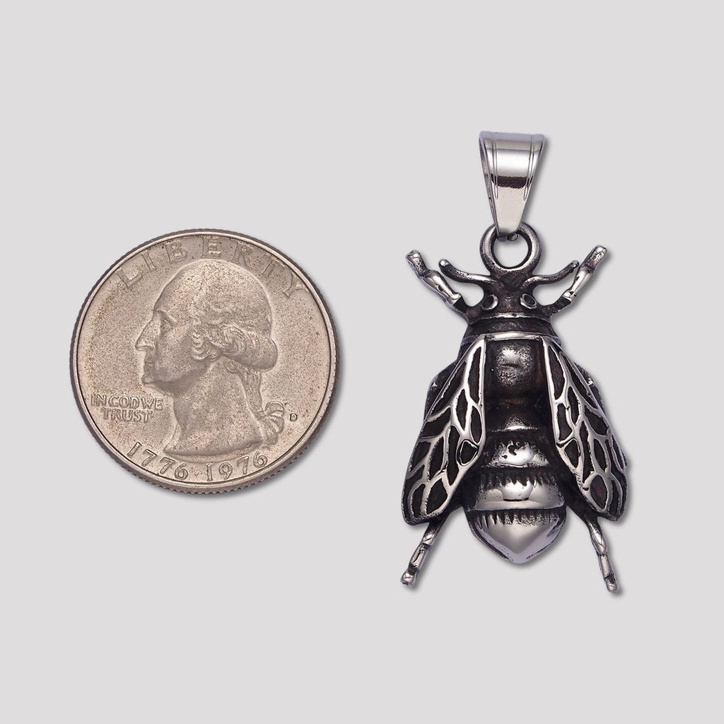 Launch Promo: Stainless Steel Vintage Textured Honeybee Animal Pendant | Sold Each