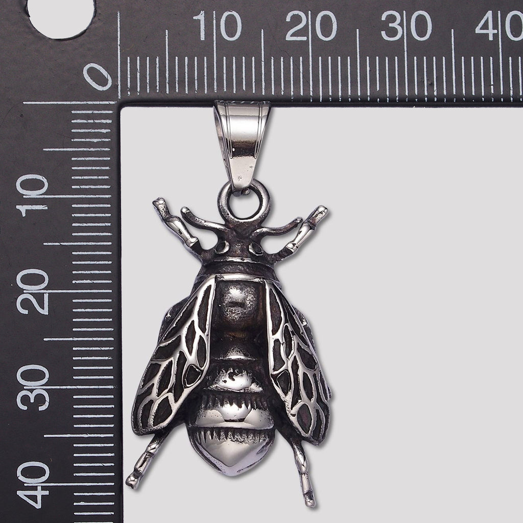 Launch Promo: Stainless Steel Vintage Textured Honeybee Animal Pendant | Sold Each
