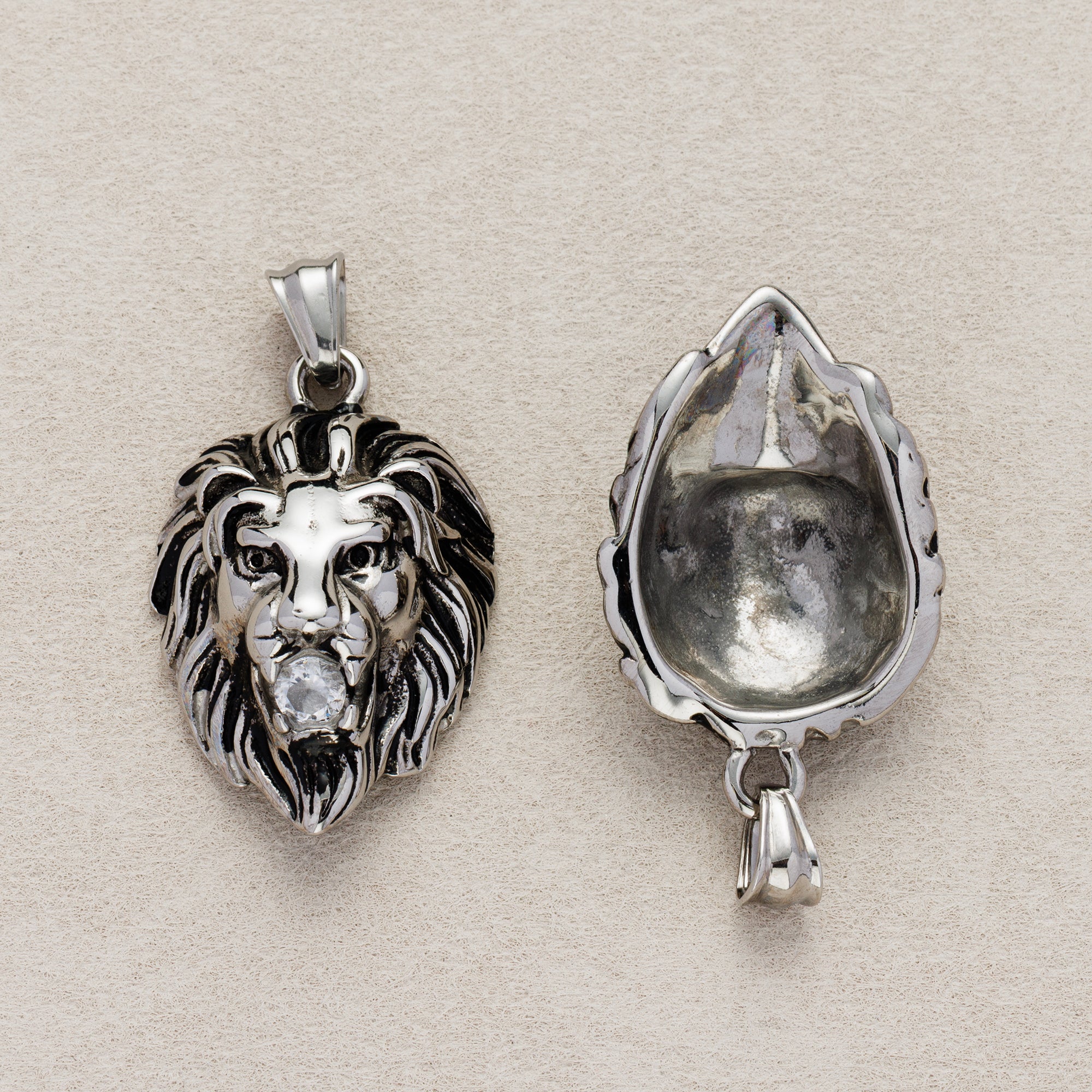 Launch Promo: Stainless Steel Clear CZ Majestic Lion Head Pendant | Sold Each