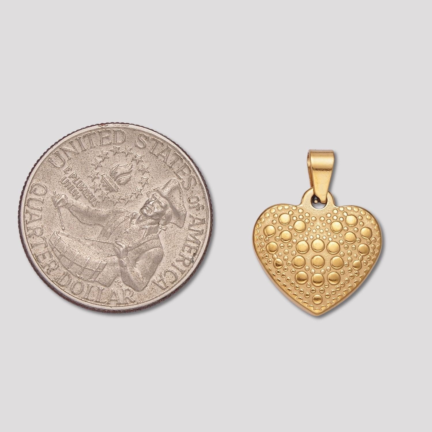 Launch Promo: 24K Gold PVD Stainless Steel Vintage Dotted Love Heart Pendant | Sold Each